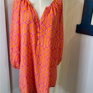 Mud Pie Pink & Orange Geometric Tunic dress size M